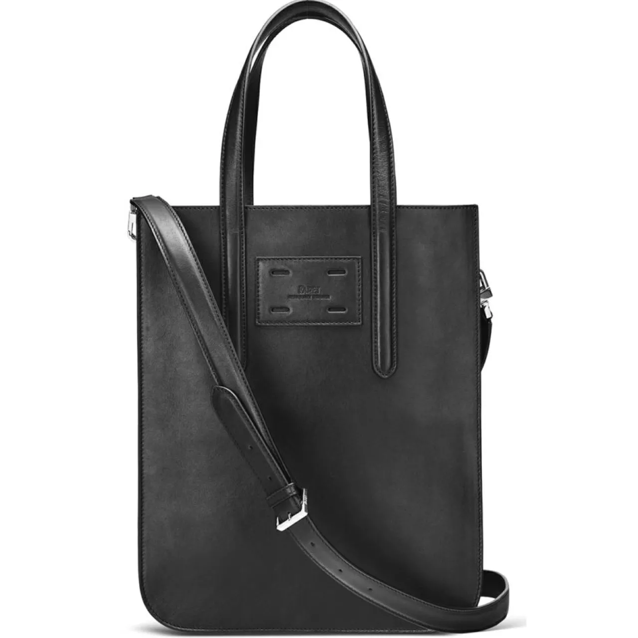 Sac en Cuir & Toile enduite Dune noir/blanc - 35x28x8 cm
