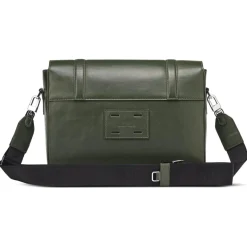 Sac en Cuir & Toile enduite Moulleau vert/multicolore - 22x30x9 cm
