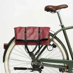 Sac en Toile enduite & Cuir Faret rouge/noir - 38x36x8.5 cm