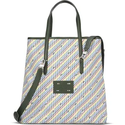 Sac en Toile enduite & Cuir Faret vert/multicolore - 38x36x8.5 cm