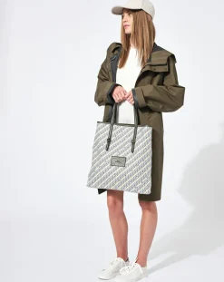 Sac en Toile enduite & Cuir Faret vert/multicolore - 38x36x8.5 cm