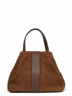 Sac en Velours de Cuir Pin Marron - 20,5x26,5x15,5 cm