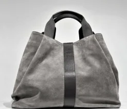 Sac en Velours de Cuir Pin Gris - 20,5x26,5x15,5 cm