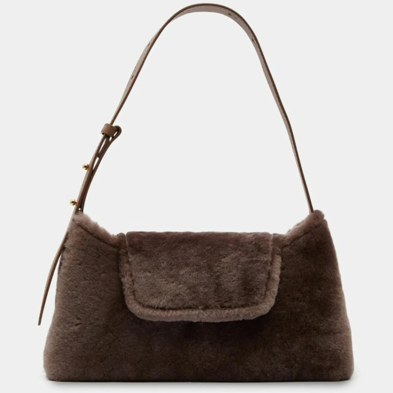 Sac enveloppe en Cuir & Peau Shearli marron foncé 16x28x6 cm