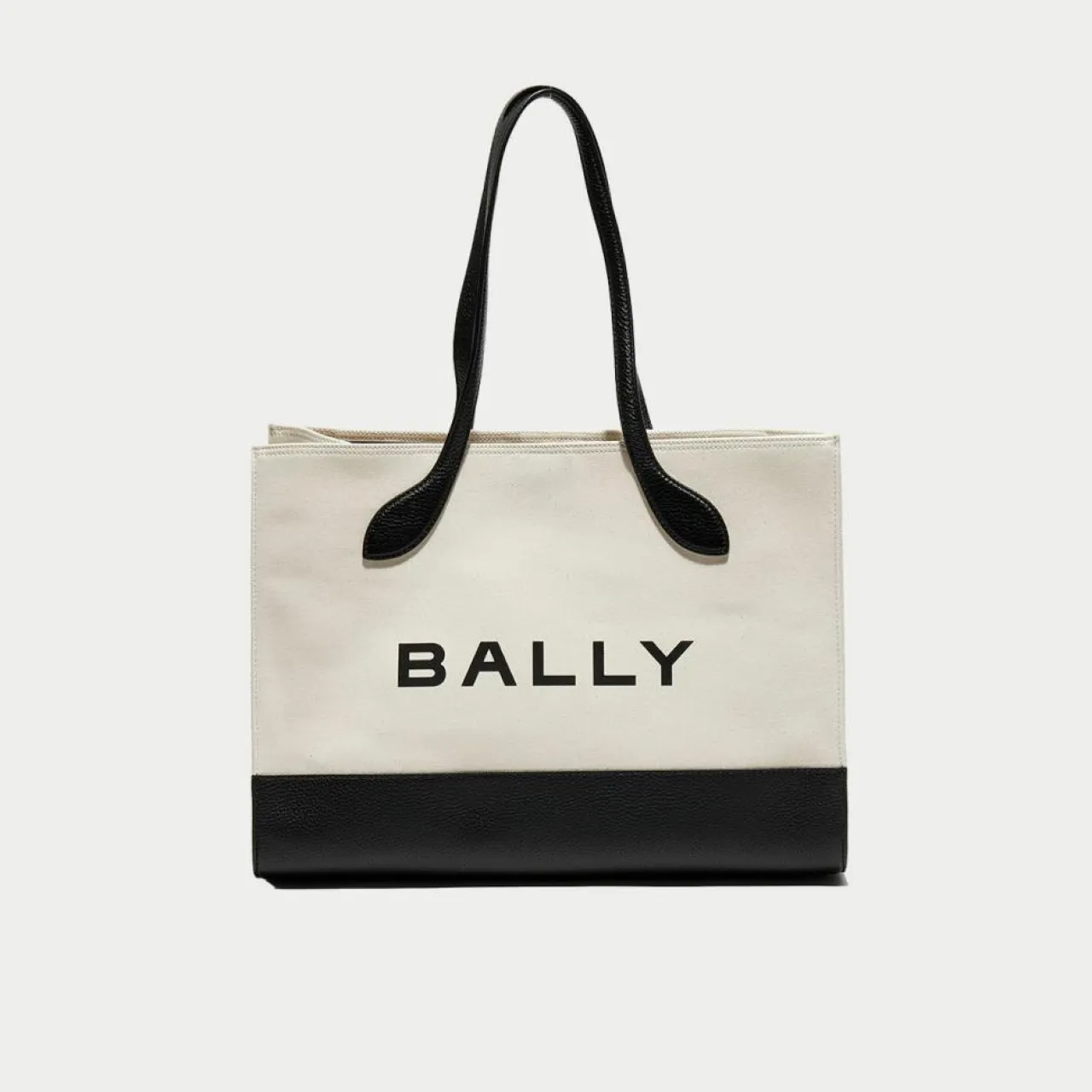 Sac fourre-tout en Coton & Cuir Bally naturel/noir - 40x29.5x15 cm