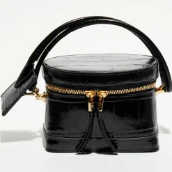 Sac mallette en Cuir Le Vanito noir - 11.5x15.5x15.5 cm