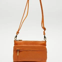 Sac pochette en Cuir Inde orange clair - 22x15x2 cm