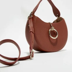 Sac porté épaule en Cuir Arlène marron - 25x20x9 cm