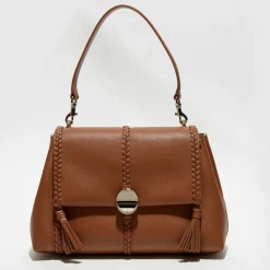 Sac porté épaule en Cuir Pénélope caramel - 35x24x13 cm