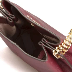 Sac seau en Cuir Teagen bordeaux - 17x12x9 cm