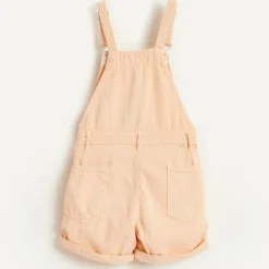 Salopette short Pepina en Toile de coton saumon