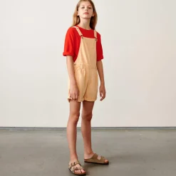 Salopette short Pepina en Toile de coton saumon