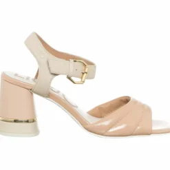 Sandales en Cuir Menton beige/rose -Talon 6 cm