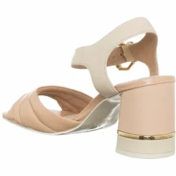 Sandales en Cuir Menton beige/rose -Talon 6 cm