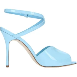 Sandales en Cuir verni Hourani bleu clair - Talon 10.5 cm