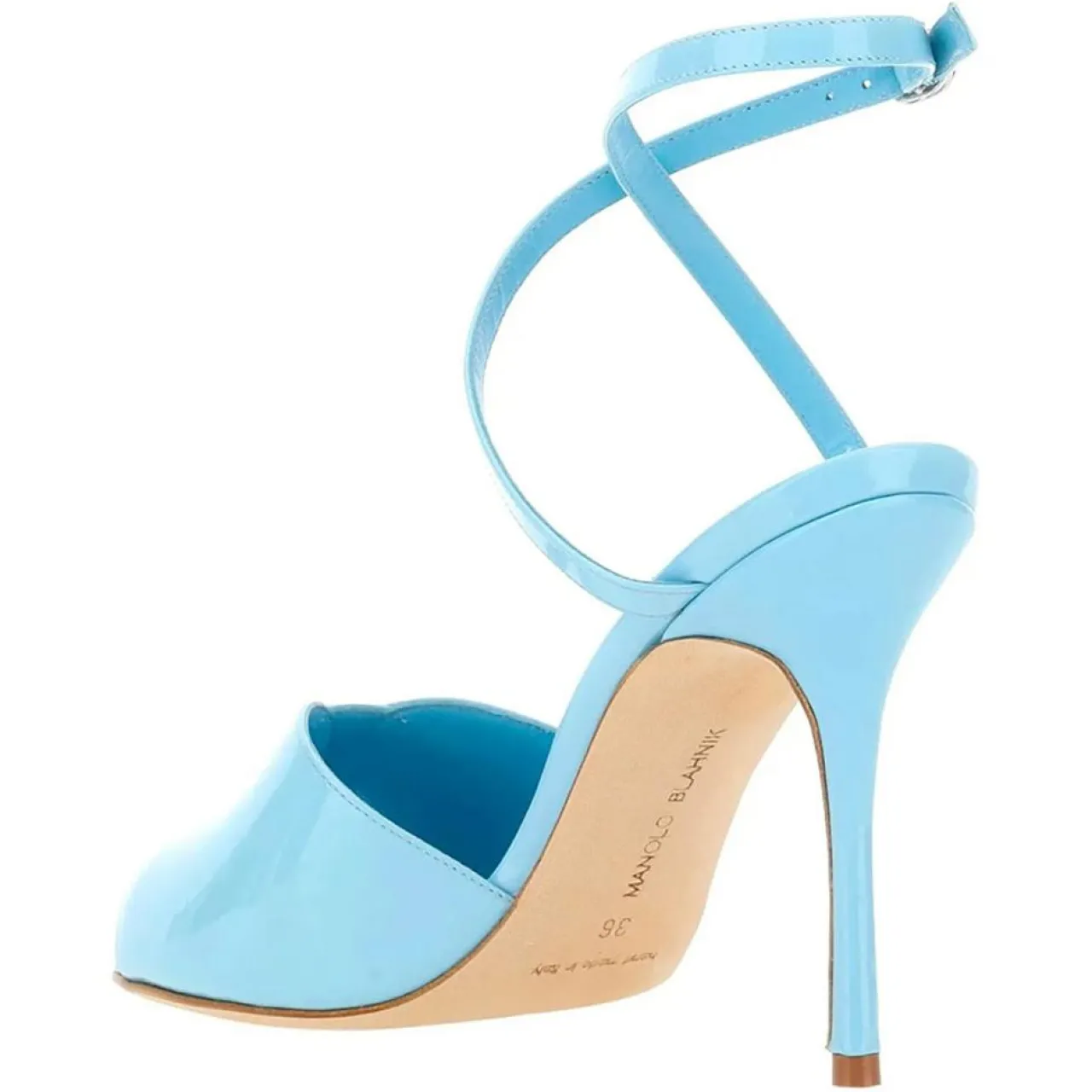 Sandales en Cuir verni Hourani bleu clair - Talon 10.5 cm