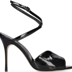 Sandales en Cuir verni Hourani noires - Talon 10.5 cm