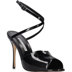 Sandales en Cuir verni Hourani noires - Talon 10.5 cm