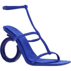 Sandales en Velours de Cuir Elina bleues - Talon 10.5 cm