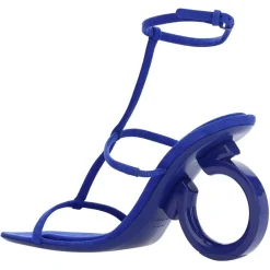 Sandales en Velours de Cuir Elina bleues - Talon 10.5 cm