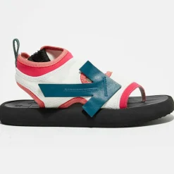 Sandales en Velours de Cuir Surf blanc/rose