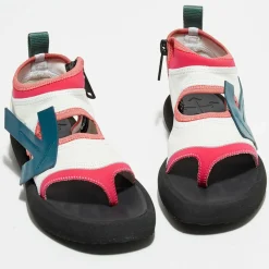 Sandales en Velours de Cuir Surf blanc/rose