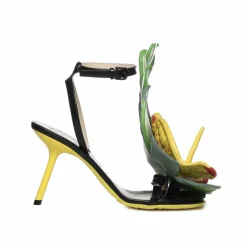 Sandales Petal Monstera en cuir noires