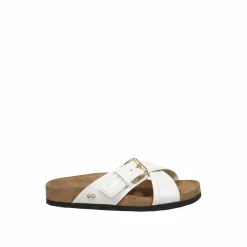 Sandales plates en cuir blanches