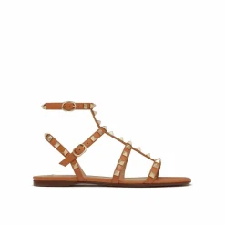 Sandales plates Rockstud marron