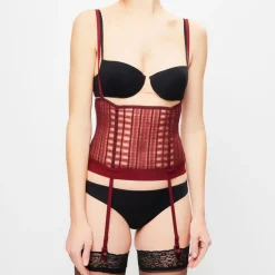 Serre-taille à bretelles Tulle Soutache bordeaux