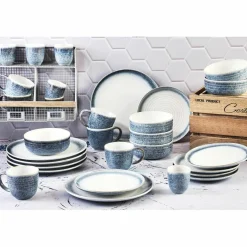 Service Complet Cosmos bleu/blanc nacré - 30 pièces