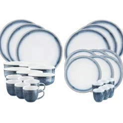Service Complet Cosmos bleu/blanc nacré - 30 pièces