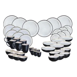 Service Complet en Grès Iris blanc/ivoire - 48 pièces