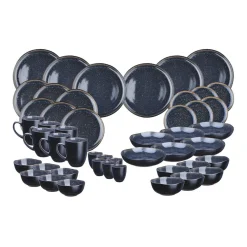 Service Complet en Grès Iris bleu foncé - 48 pièces
