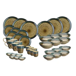 Service Complet en Grès Island kaki/bleu - 42 pièces