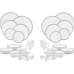 Service Complet en Grès Pure blanc/beige - 32 pièces