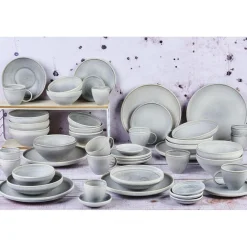 Service Complet en Grès Stone gris clair - 48 pièces