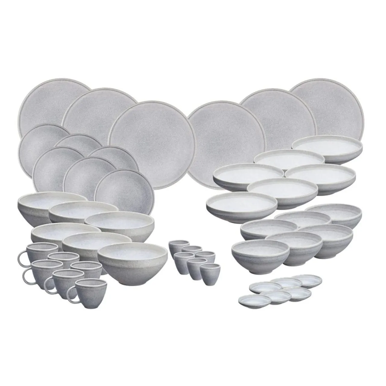 Service Complet en Grès Stone gris clair - 48 pièces