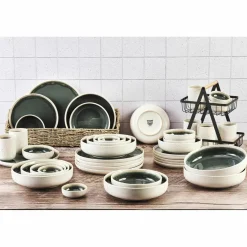 Service Complet Oxygen gris/vert bouteille/beige - 42 pièces