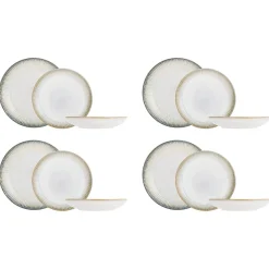 Service de table en Grès Listra bleu/beige - 18 pièces