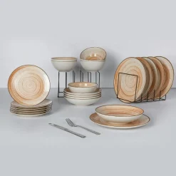 Service de table en Grès Sintra rouge - 24 pièces