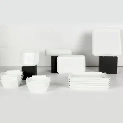 Service de table en Porcelaine Edge blanc - 18 pièces