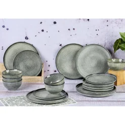Service Les Essentiels en Grès Zen gris/bleu - 18 pièces