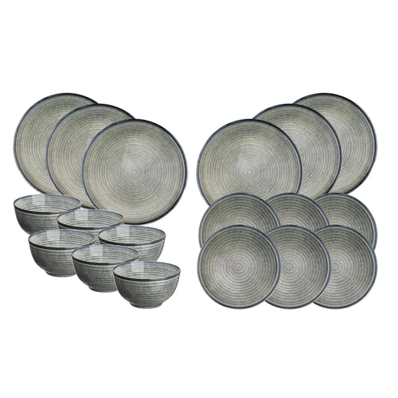 Service Les Essentiels en Grès Zen gris/bleu - 18 pièces