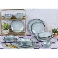 Service Les Essentiels en Grès Cloud gris clair - 18 pièces