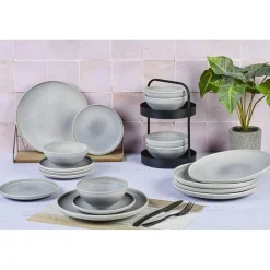 Service Les Essentiels en Grès Stone gris clair - 18 pièces