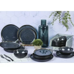 Service Les Essentiels en Grès Iris bleu foncé - 18 pièces