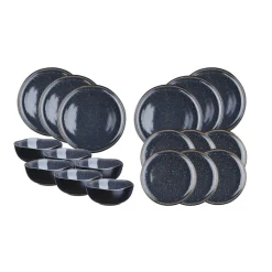 Service Les Essentiels en Grès Iris bleu foncé - 18 pièces