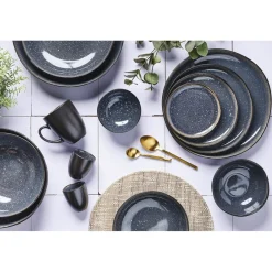 Service Les Essentiels en Grès Iris bleu foncé - 18 pièces