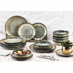 Service Les Essentiels Genesis bleu/gris kaki - 18 pièces